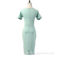 knitted office lady wear summer dresses short sleeves